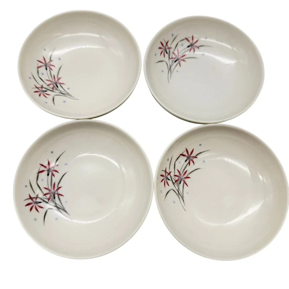 VTG Syracuse china Flame Lilly Berry Bowls MCM ice cream dessert ice cream